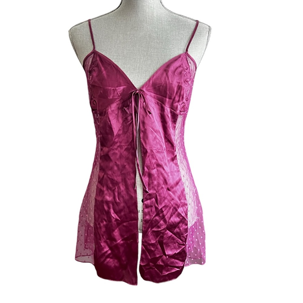 Y2K Victoria’s Secret Silk Sheer Polka Dot Babydoll Dress